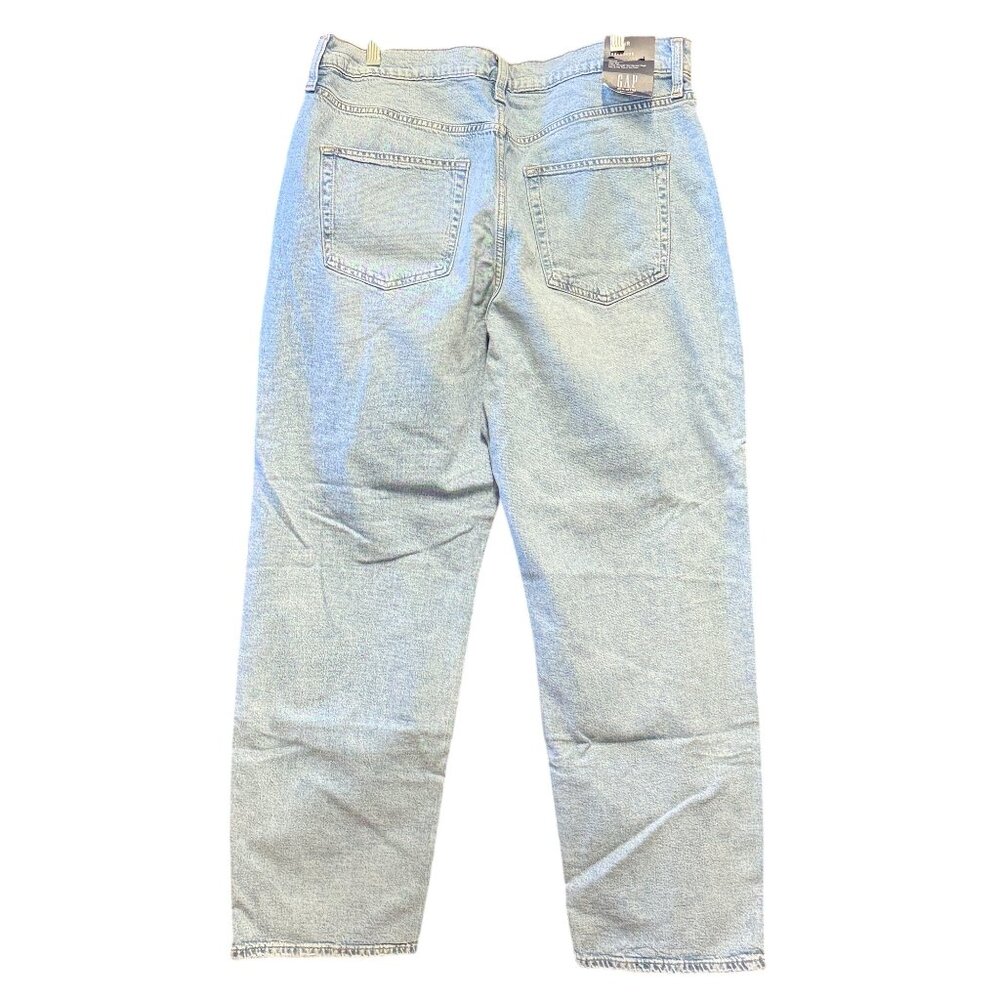 Gap Denim Jeans Mens 18/34R Light Wash 90s Loose Fit Distressed Stretch - Picture 2 of 10